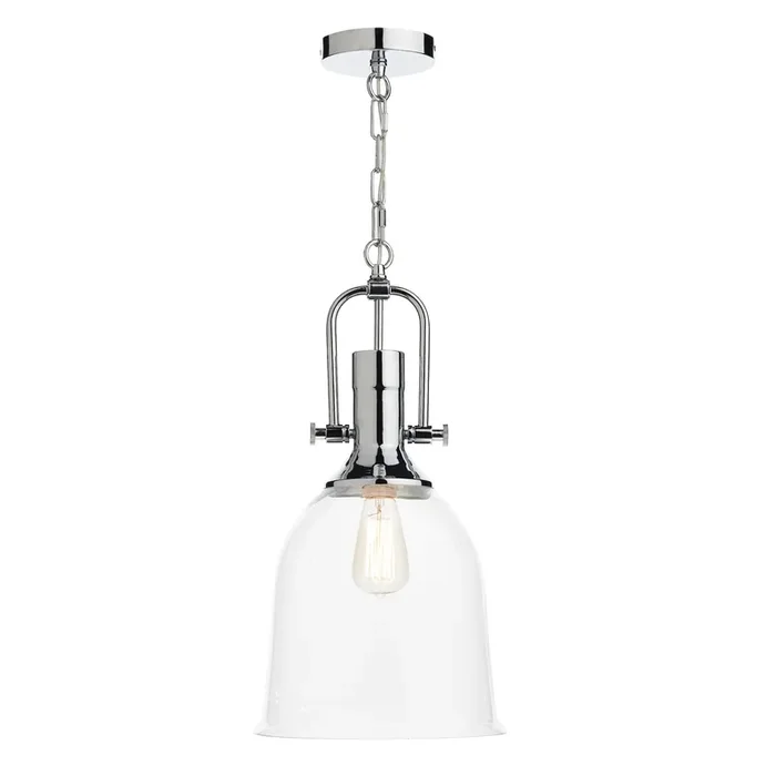 Dar Lighting Nolan 1 Light Pendant Polished Chrome/ Clear • NOL0108