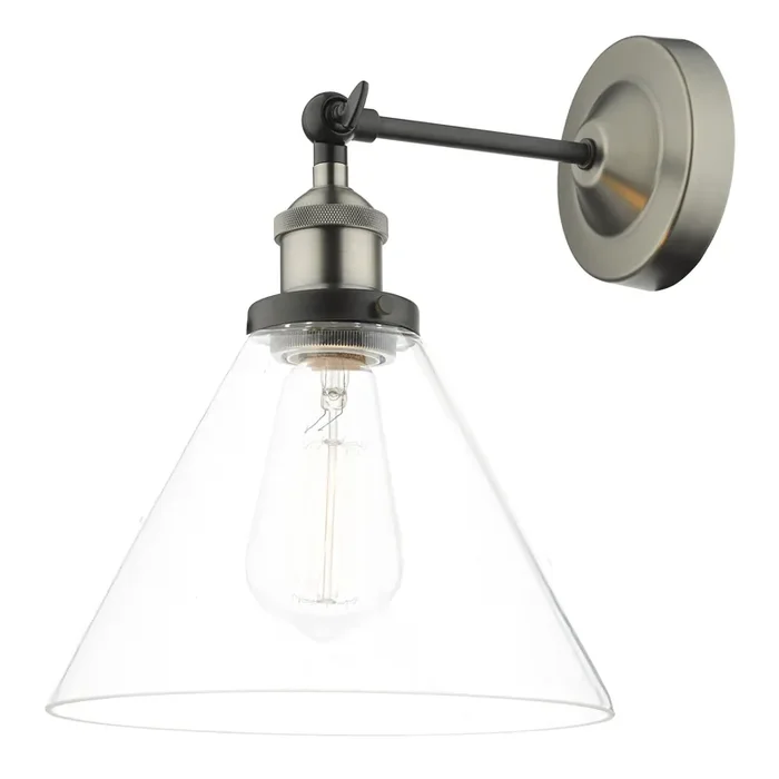 Dar Lighting Ray Single Wall Light Antique Nickel Clear Glass • RAY0738