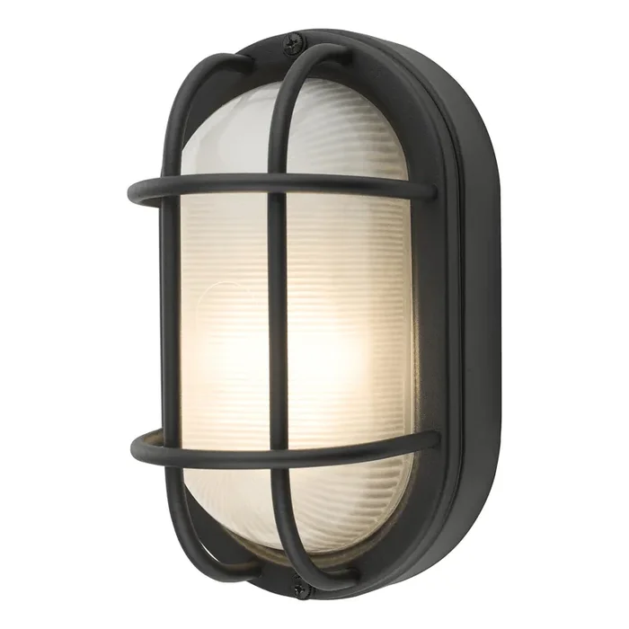 Dar Lighting Salcombe Oval Outdoor Wall Light Matt Black IP44 • SAL5222