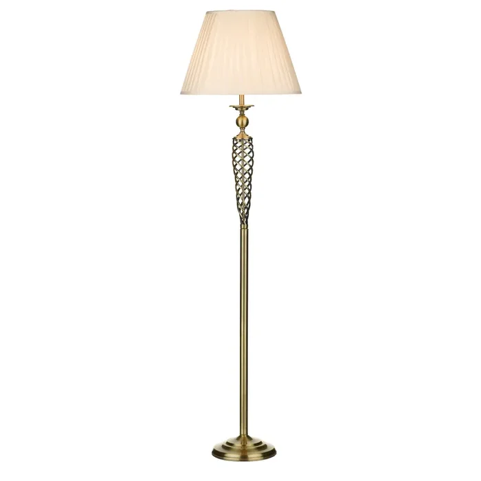 Dar Lighting Siam Floor Lamp Antique Brass With Shade • SIA4975