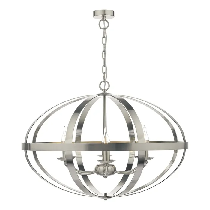 Dar Lighting Symbol 6lt Pendant Satin Chrome • SYM0646