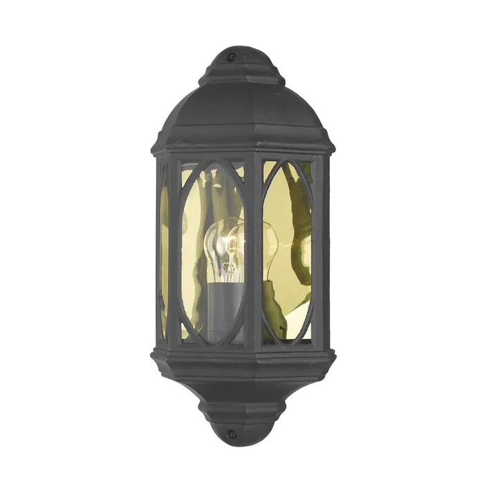 Dar Lighting Tenby Outdoor Wall Light Black Glass IP43 • TEN2122