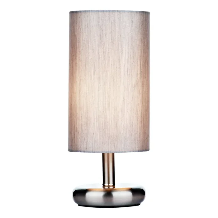 Dar Lighting Tico Touch Table Lamp Satin Chrome With Shade • TIC4139