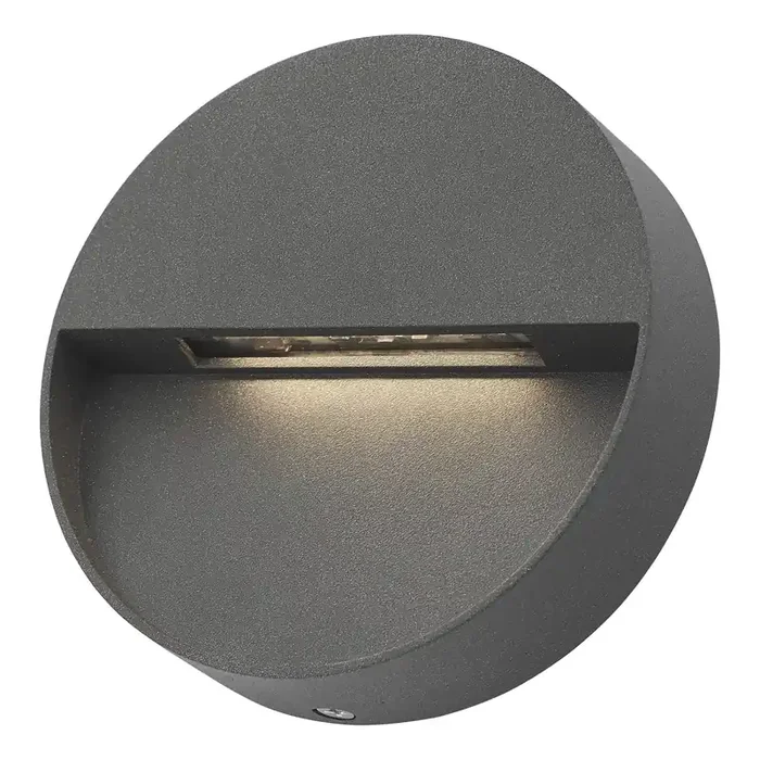 Dar Lighting Ugo Outdoor Wall Light Round Eyelid Anthracite IP65 LED • UGO2139