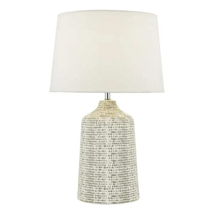 Dar Lighting Vondra Table Lamp White & Grey With Shade • VON4239