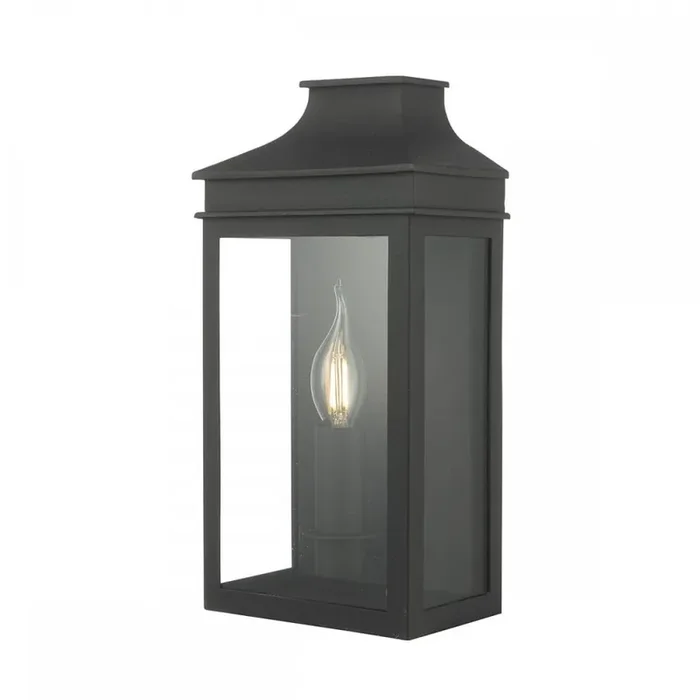 DAR VAP5222 Vapour Black Outdoor Vintage Flush Coach Lantern Wall Light
