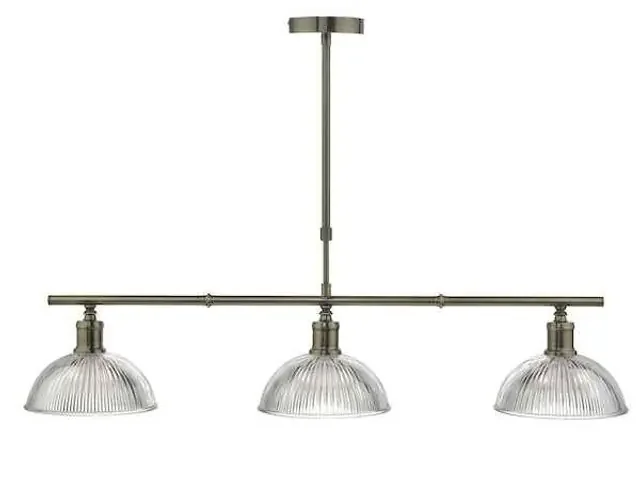 Dara 3 Light Antique Brass & Glass Bar Pendant Light