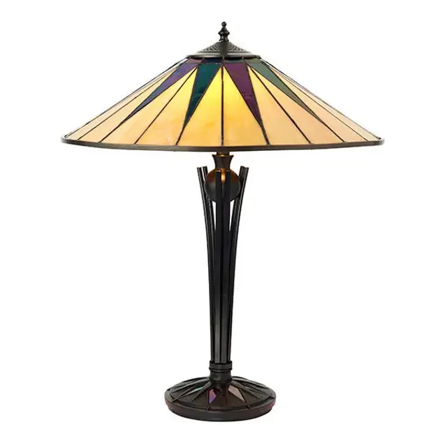 Dark Star 2 Light Black Tiffany Table Lamp