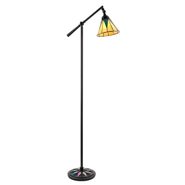 Dark Star Satin Black Adjustable Tiffany Task Floor Lamp