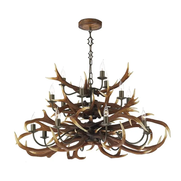 David Hunt Lighting ANT1729 Antler 17 Light Highland Rustic Pendant Ceiling Light