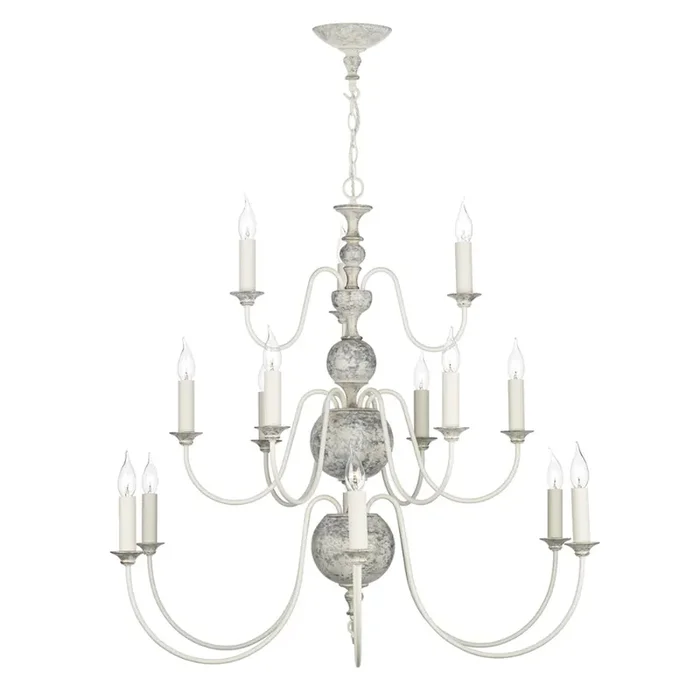 David Hunt Lighting FLE1512 Flemish 15 Light Grey/Gold Ceiling Light