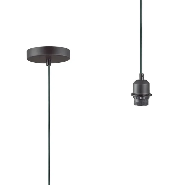 Deco Dreifa 1.5m Suspension Kit 1 Light Black/Black Cable, E27 Max 60W (Maximum Load 2kg) • D0193