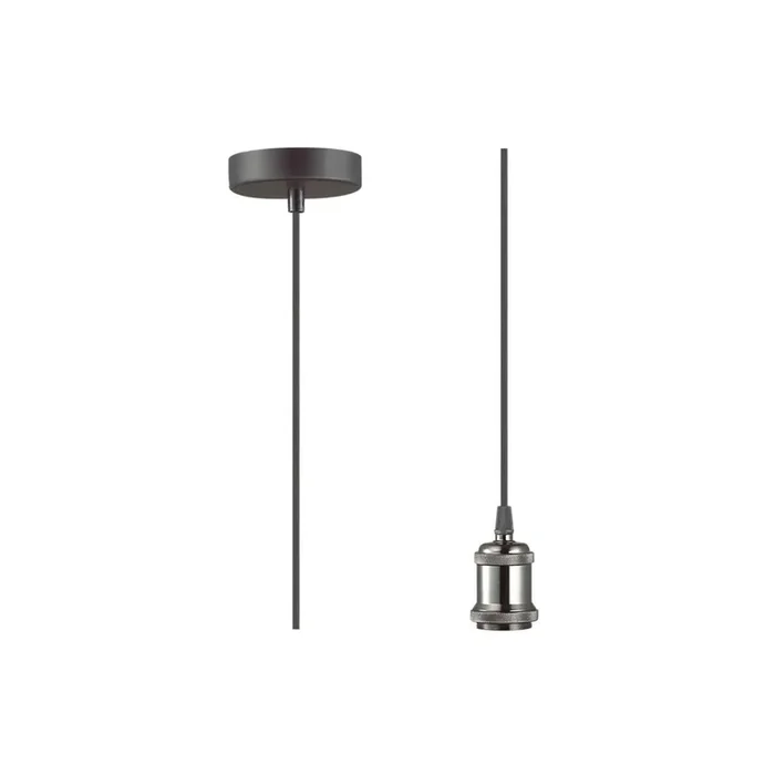 Deco Dreifa 1.5m Suspension Kit 1 Light Gun Metal/Black Braided Cable, E27 Max 60W (Maximum Load 2kg) • D0171