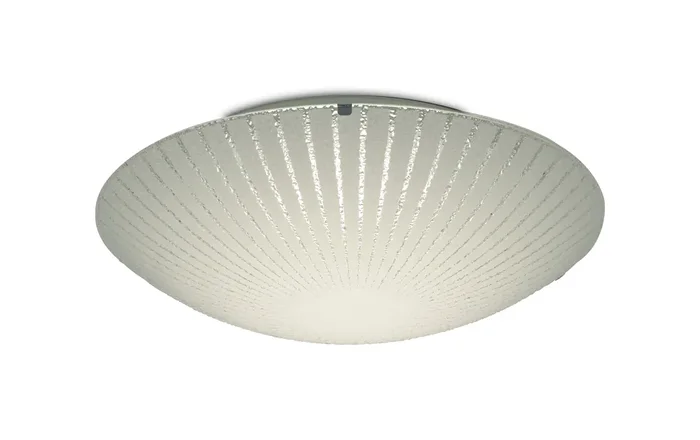 Deco Tassa 18W LED Medium Flush Ceiling Light, 400mm Round, 4000K 1500lm CRI80, Sunray Pattern Glass With Polished Chrome Detail • D0408