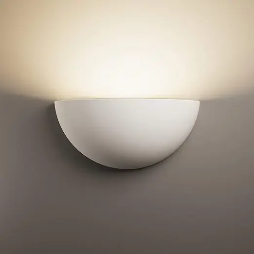 Decorative Plaster Wall Light – Paintable E27 LED Uplight with Warm White Bulb Included