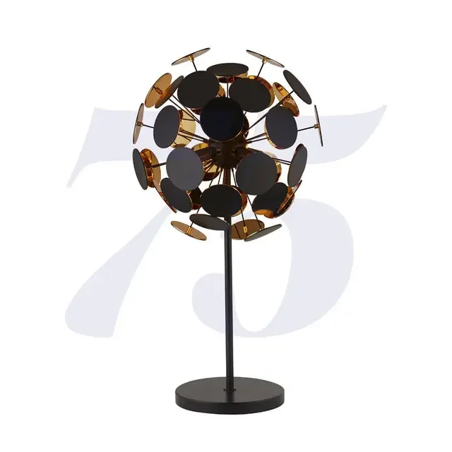 Discus 3 Light Black and Gold Table Lamp