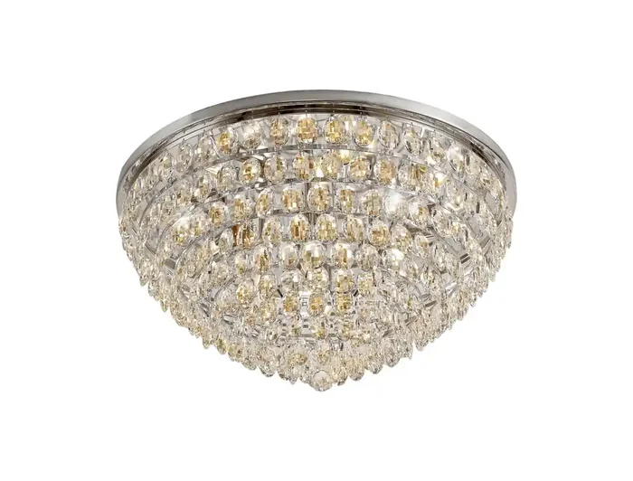 Diyas Coniston Flush Ceiling, 12 Light E14, Polished Chrome/Crystal Item Weight 24.3kg • IL32814