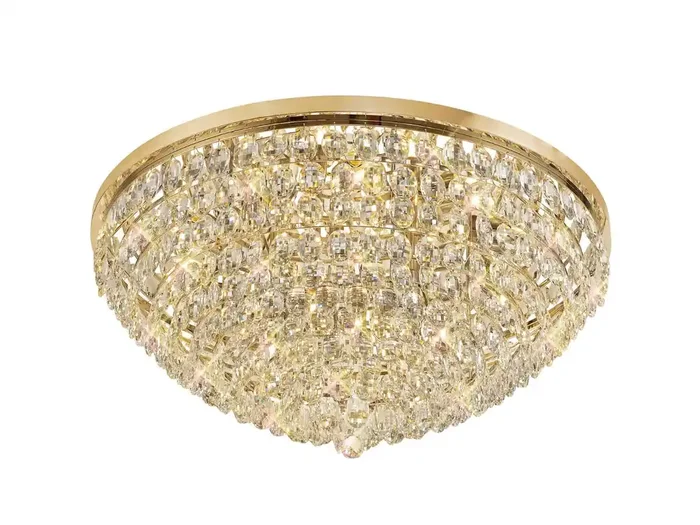 Diyas Coniston Flush Ceiling, 15 Light E14, French Gold/Crystal Item Weight 35.4kg • IL32819