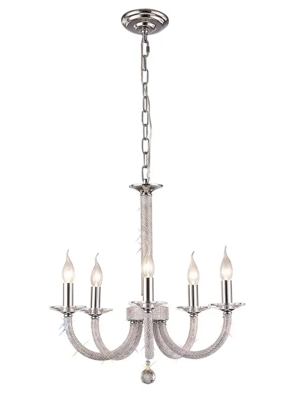 Diyas Elena Pendant 5 Light E14 Polished Chrome/Crystal • IL30515