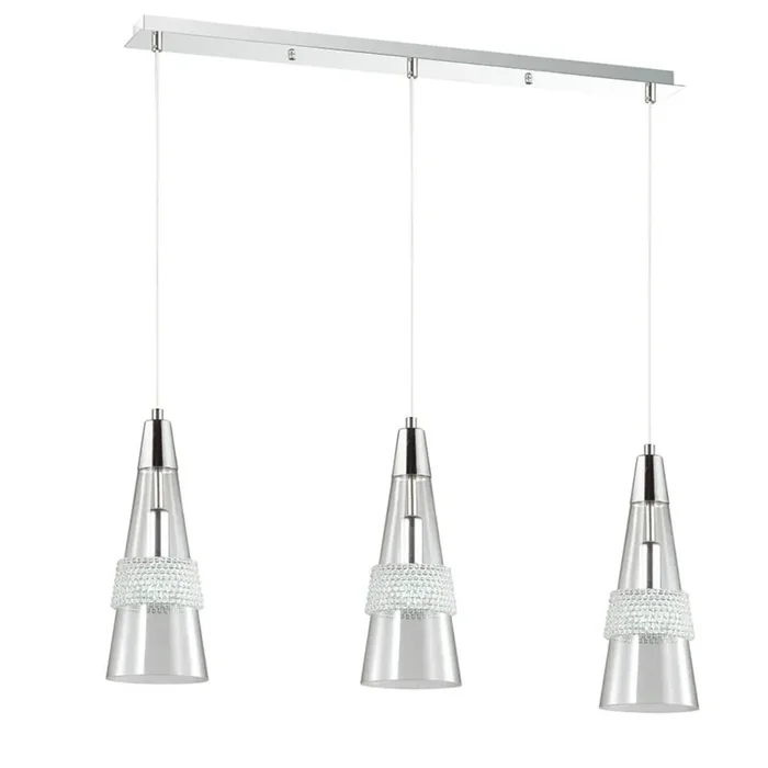 Diyas Emilia Pendant 3 Light E14 Linear Polished Chrome/Crystal • IL31606