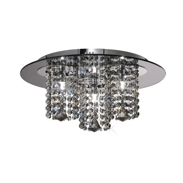 Diyas Pegasus Ceiling 3 Light G9 Polished Chrome/Smoked Mirror/Smoked Crystal • IL31466