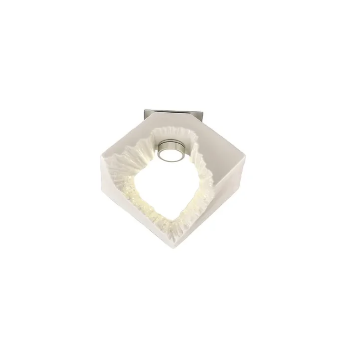 Diyas Salvio Ceramic Ceiling Square Sculpture 1 x 3W LED Chrome/White, Cut Out 60mm, 3yrs Warranty • IL80063