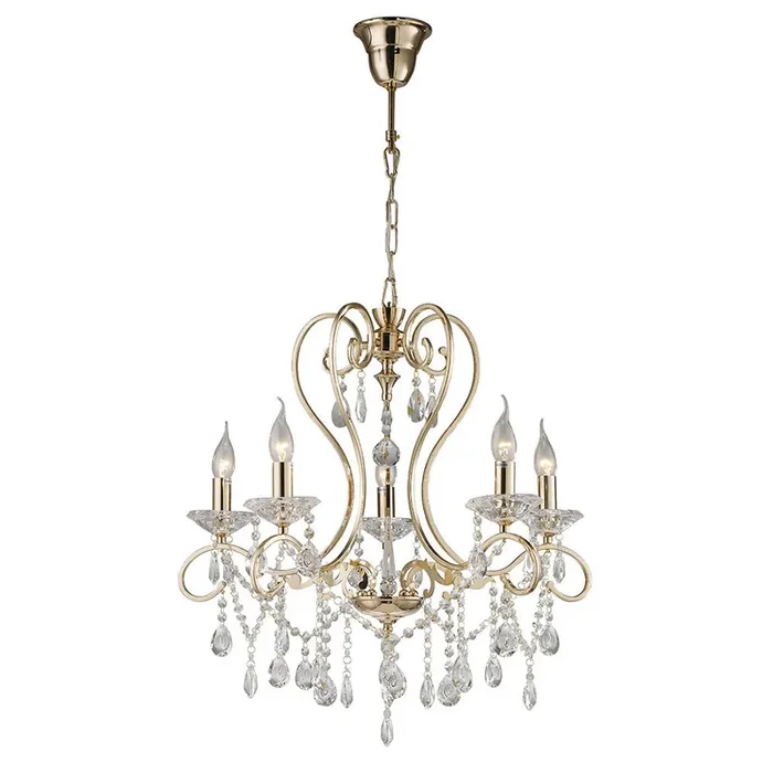 Diyas Vela Pendant 5 Light E14 French Gold/Crystal • IL32065