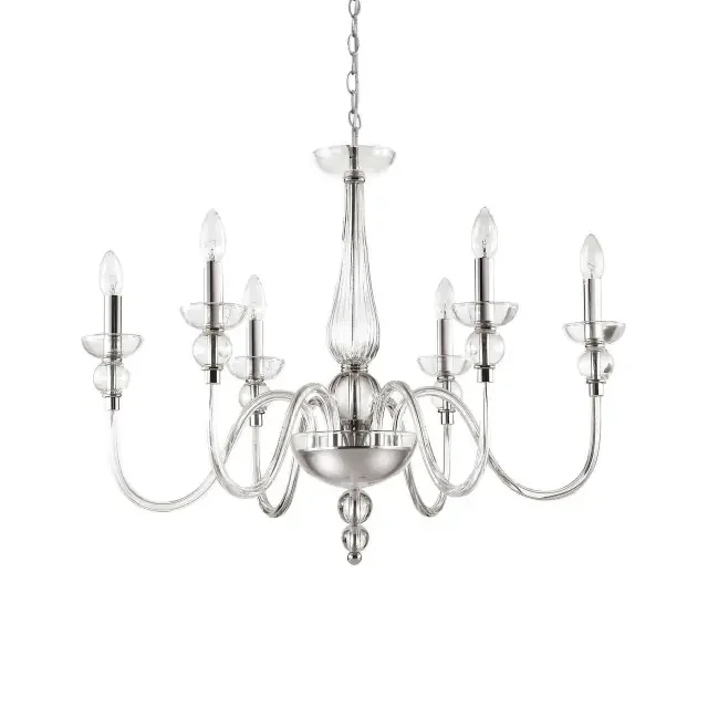 Doge SP6 6 Light Transparent with Chrome Chandelier