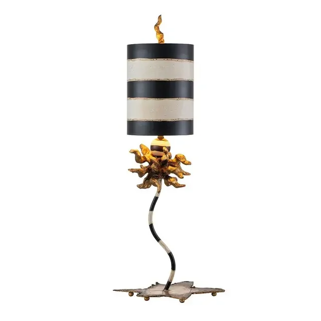 Dominique Gold Leaf Black and Cream Table Lamp