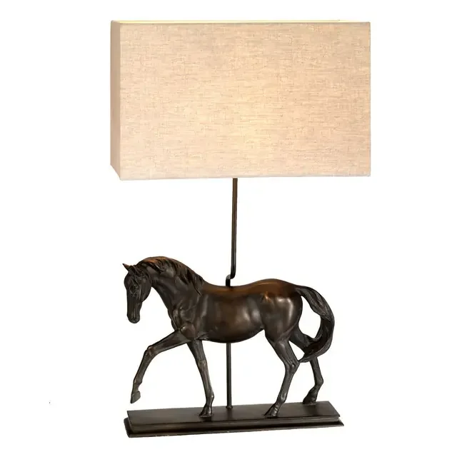 Dorado Bronze Patina with Natural Hessian Shade Table Lamp