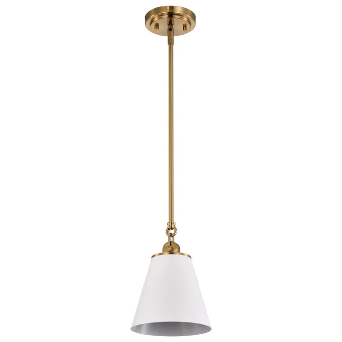 Dover One Light Pendant in White / Vintage Brass (72|60-7409)