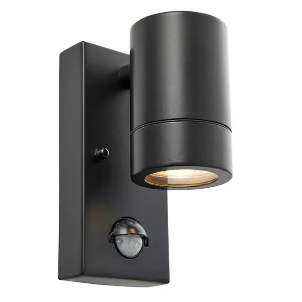 Down Security 1 light wall light with PIR – Matt Black (1419PAL75435)