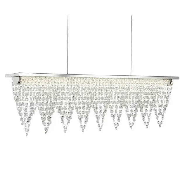 Drape Chrome and Crystal Waterfall Bar Pendant Light