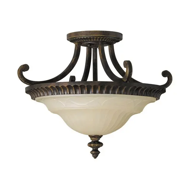 Drawing Room 2 Light Walnut Semi Flush Ceiling Light