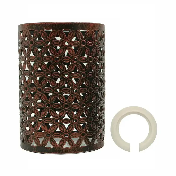 Drum Lampshade Flower Pattern Modern Metal Shade Retro Style Wire cage