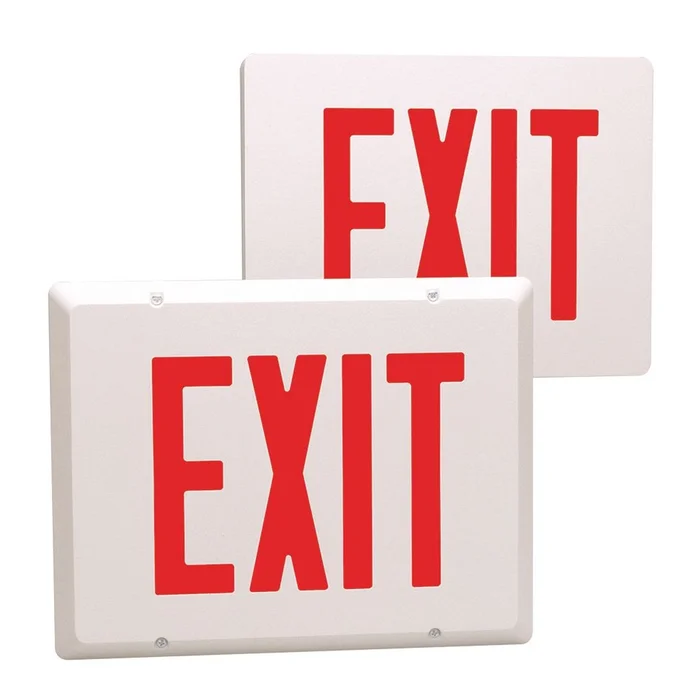 Dual-Lite SEMRDGW Die-Cast Aluminum Master/Remote Exit Sign Set, AC Only, Double Face, White with Green Letters