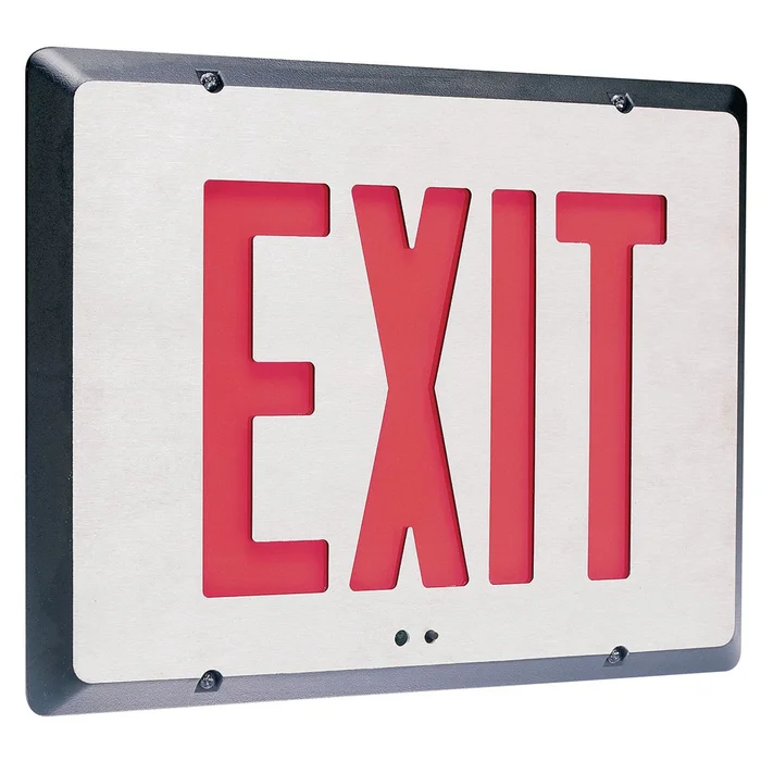 Dual-Lite SERSRBEI Decorative Low-Profile Cast Aluminum Exit Sign with Emergency Operation and Self Diagnostics, Black with Red Letters