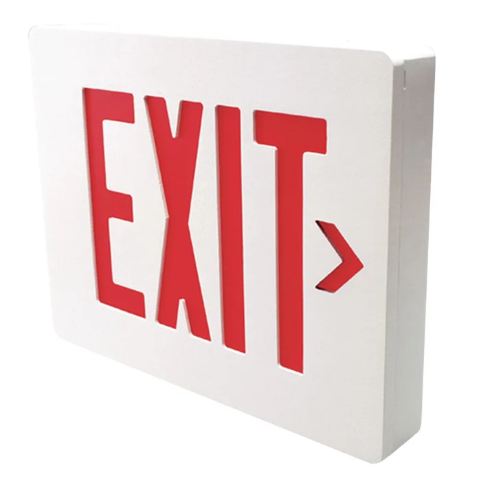 Dual-Lite SESRW Cast Aluminum Exit Sign, AC Only, Single Face, White with Red Letters