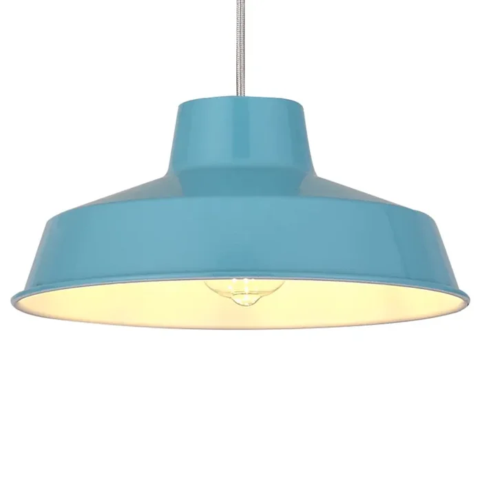 Duck Egg Blue Metal Coolie Vintage Retro Easy Fit Pendant Shade 30cm