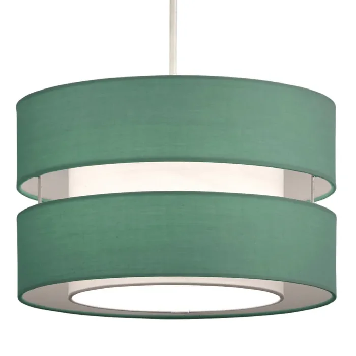 Duck Egg Cotton Fabric Double Layer Retro Easy Fit Drum Lampshade 300mm