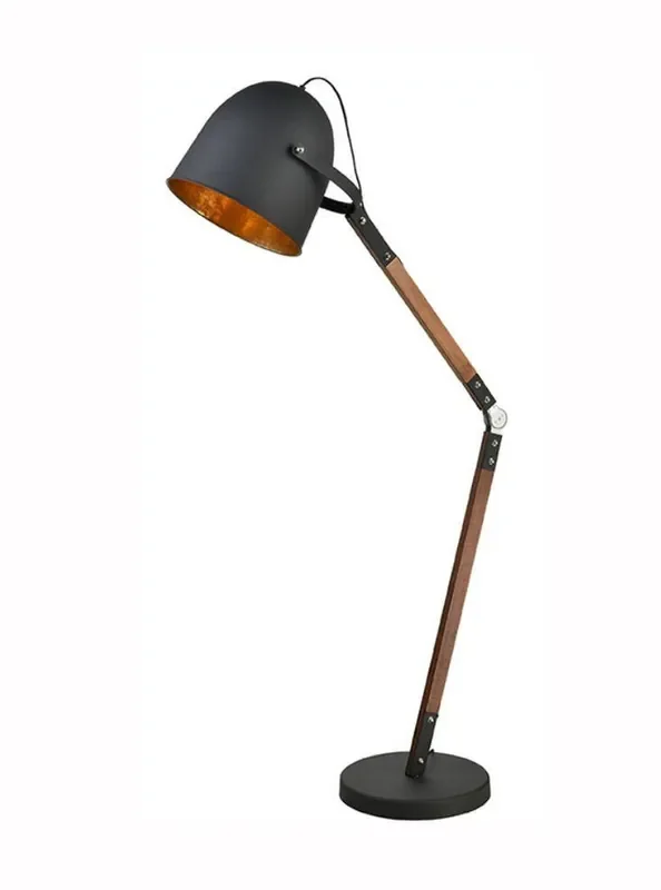 Duke Large Stemwood and Black Adjustable Floor Lamp