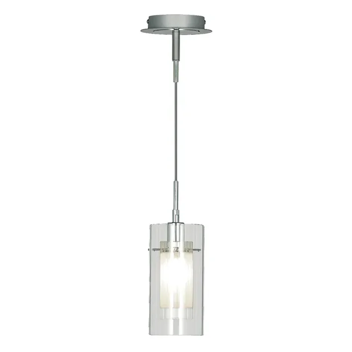 Duo 1 Polished Chrome Modern Pendant with Double Clear Glass Shade