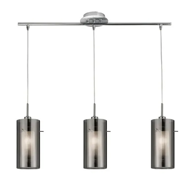 Duo 2 3 Light Chrome with Smoked Glass Bar Pendant Light