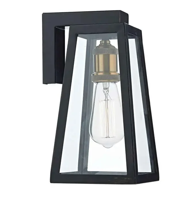 Duv Black and Gold Downlight IP43 Outdoor Wall Light