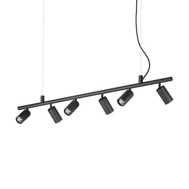 Dynamite SP6 6 Light Black Adjustable Tube Bar Pendant Light