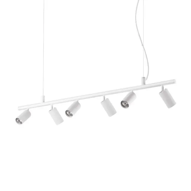 Dynamite SP6 6 Light White Adjustable Tube Bar Pendant Light