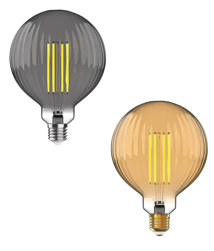 E27 120mm 6.5W LED Filament Ribbed Globe Lamp