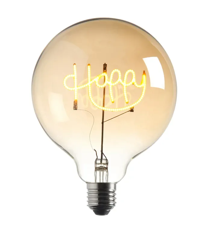 E27 125mm Globe Lamp with HAPPY LED Filament