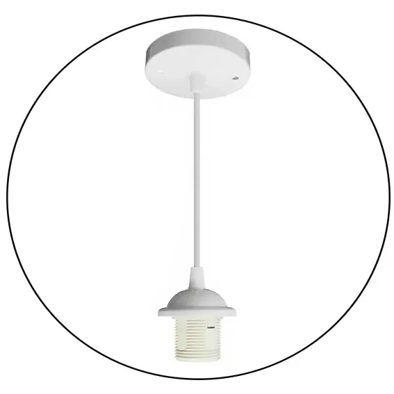 E27 Ceiling Rose White Light PVC Flex Pendant Lamp Holder Fitting~2378