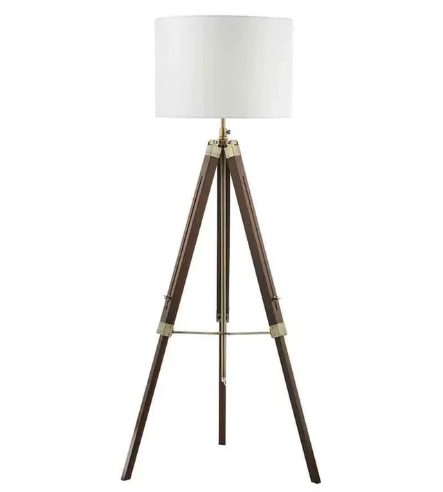 Easel Dark Wood and Antique Brass Tripod Floor Lamp Base Only
